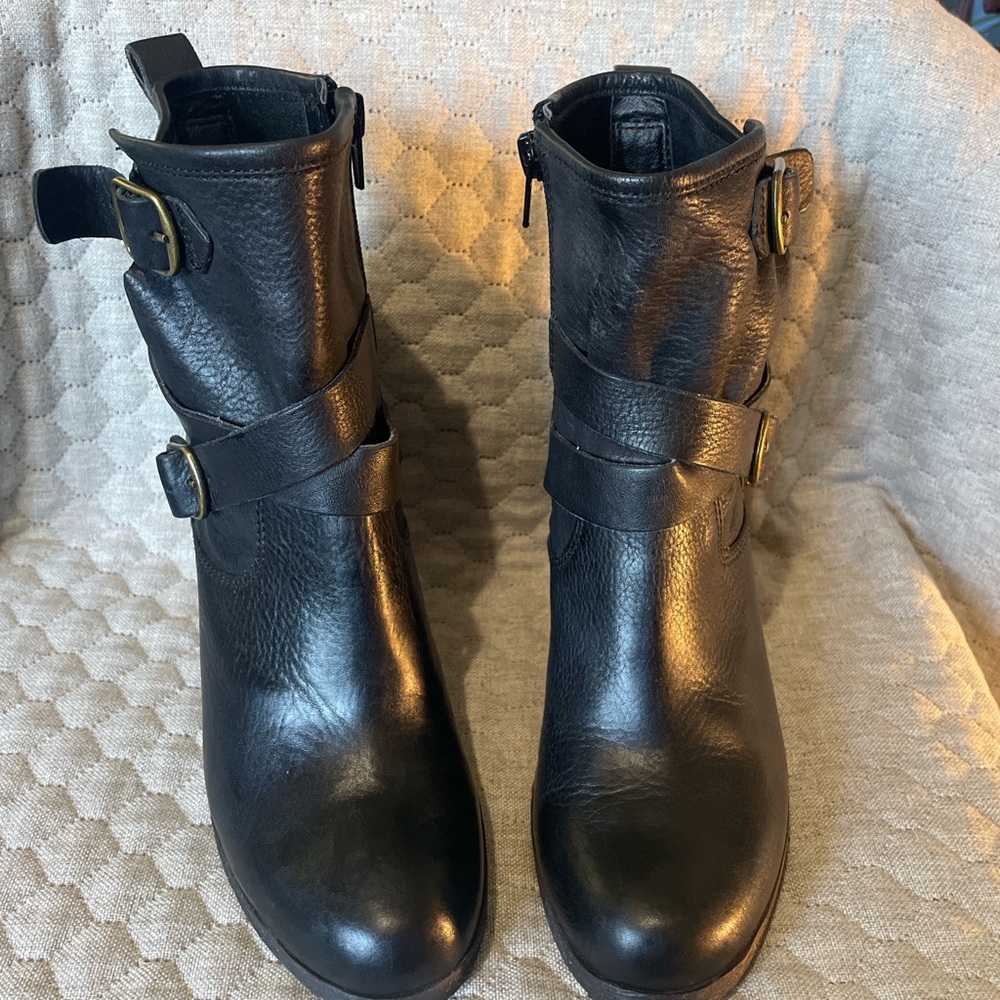 Lucky Brand Black Ankle Boots with Buckle Detail